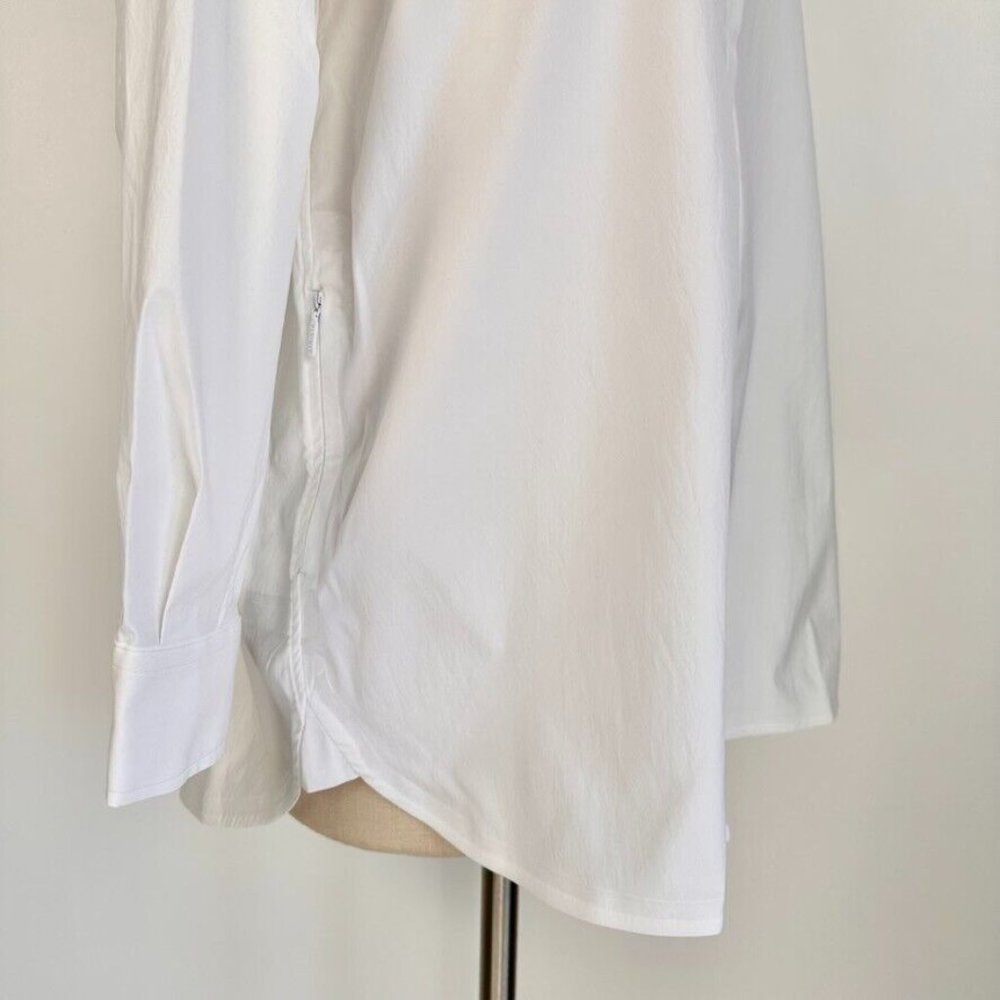 Athleta Womens Oversized Poplin Top Size Medium White Performance Pockets New - Picture 3 of 16
